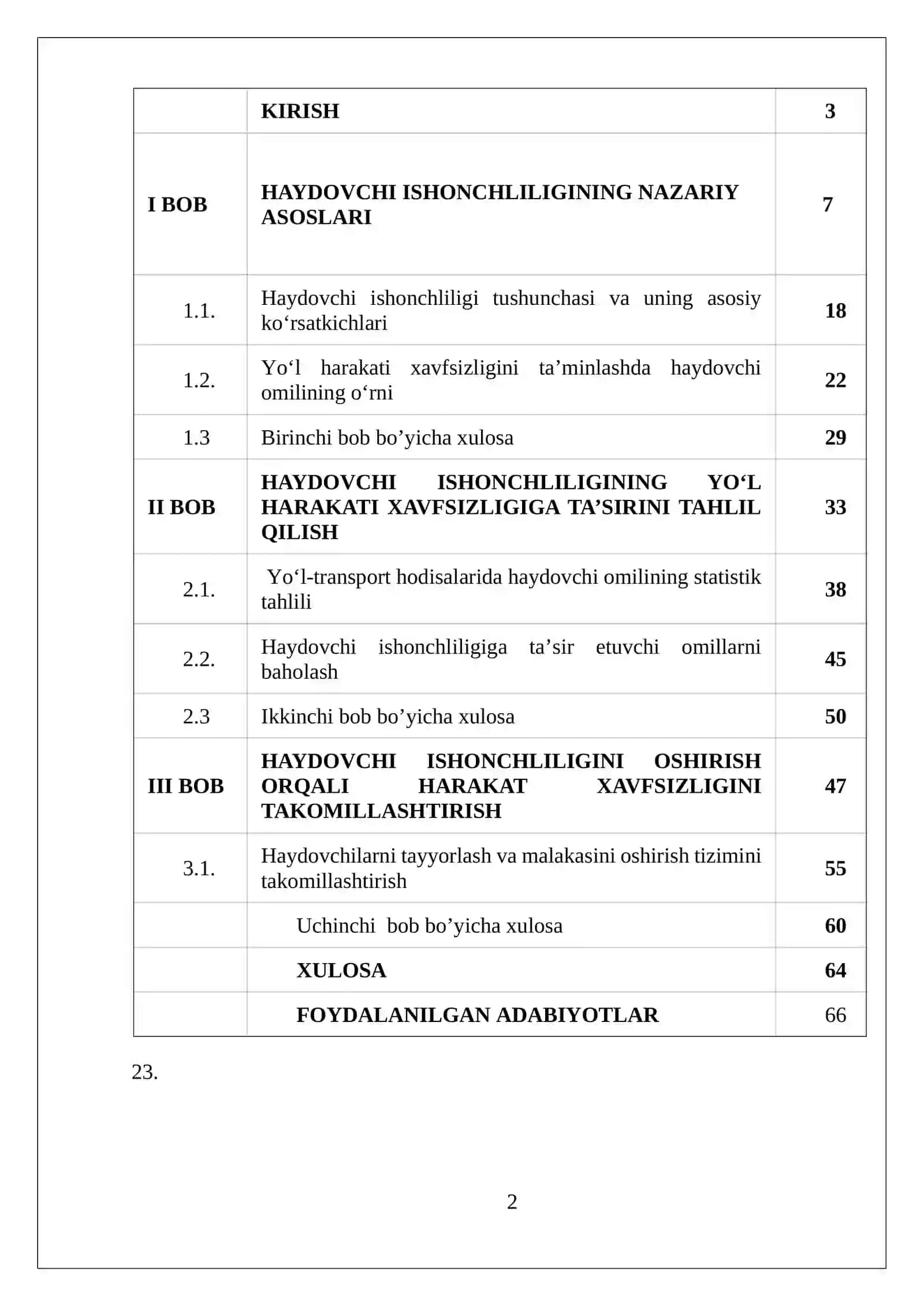 HAYDOVCHI ISHONCHLILIGINI HARAKAT XAVFSIZLIGIGA TA’SIRI 2