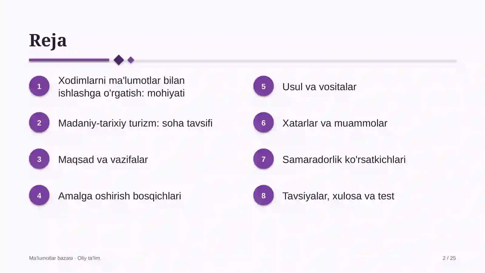 Madaniy-tarixiy turizmda xodimlarni ma'lumotlar bilan ishlashga o'rgatish 2