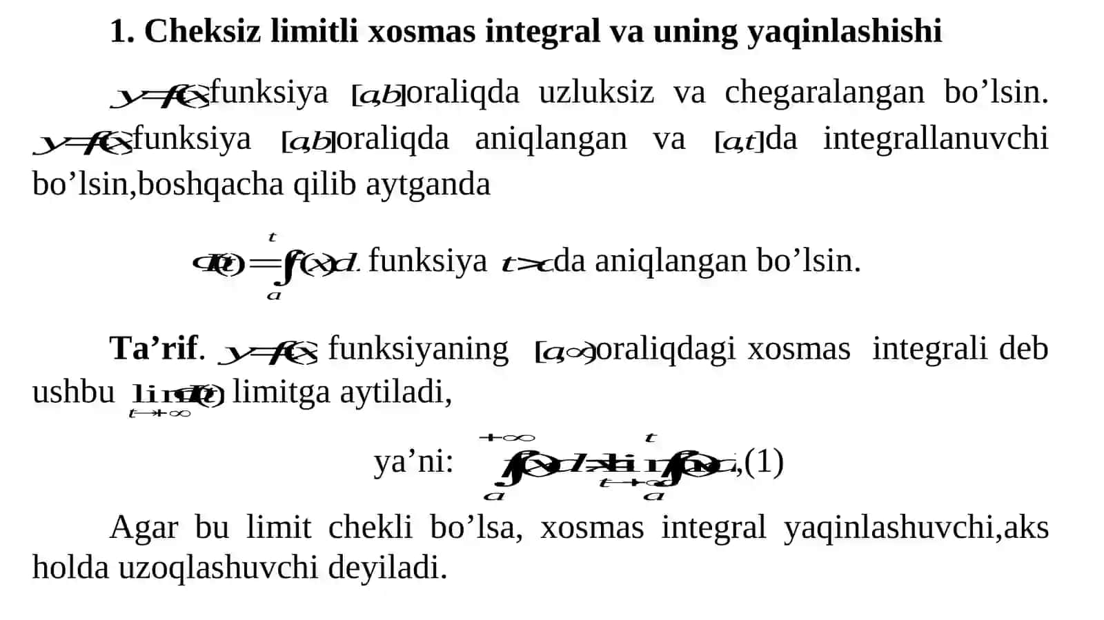 Xosmas integrallar 2