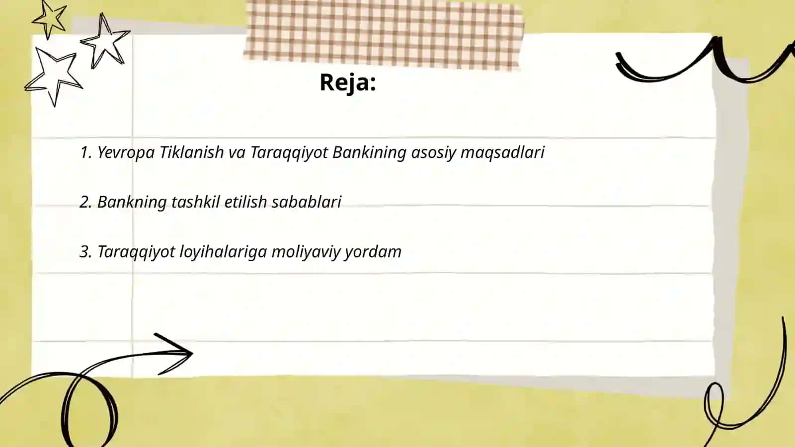 Yevropa Tiklanish va Taraqqiyot Bankining vazifalari 2