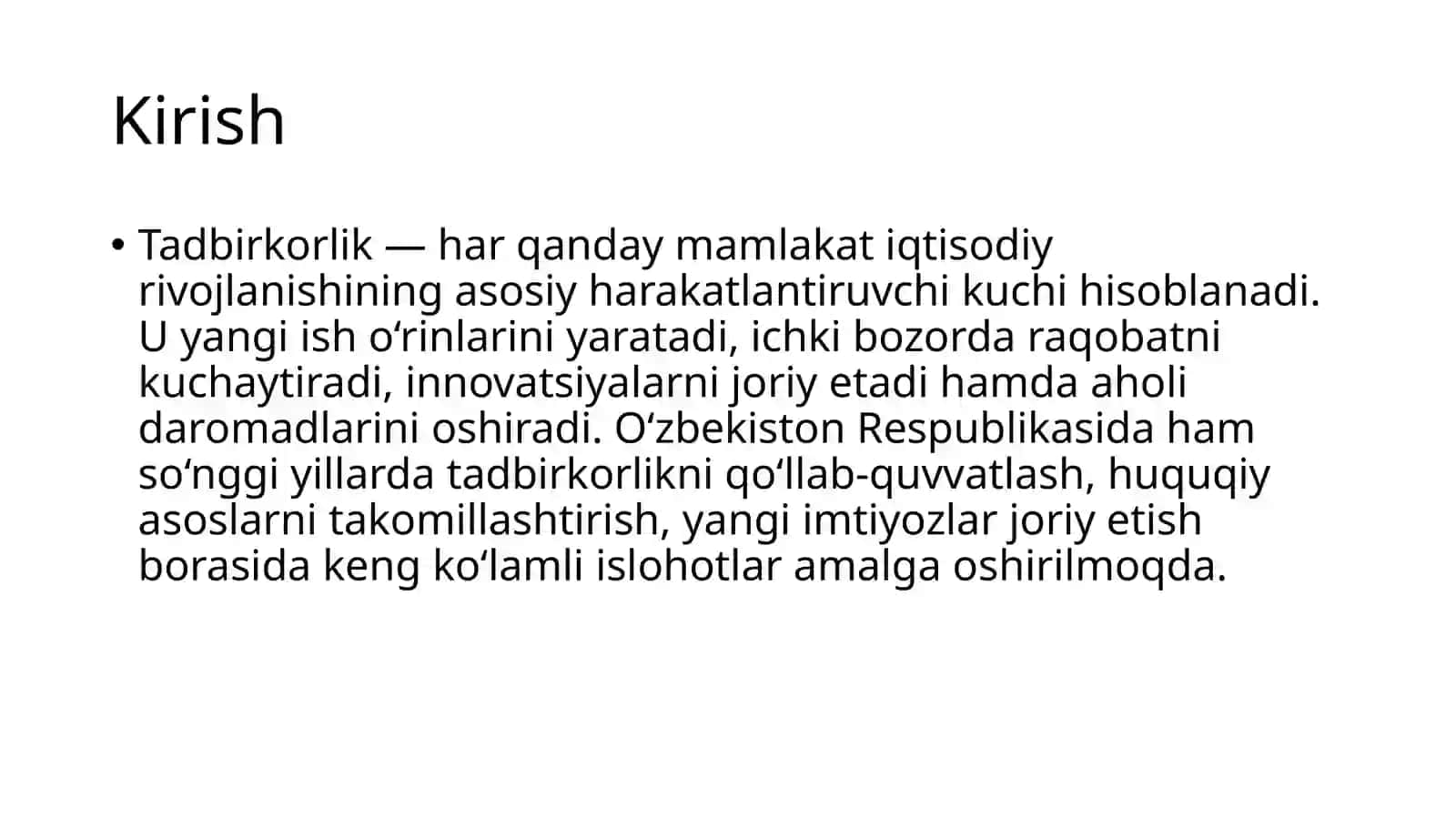 Tadbirkorlik faoliyatini amalga oshirish tartibiga to‘siqlar 2