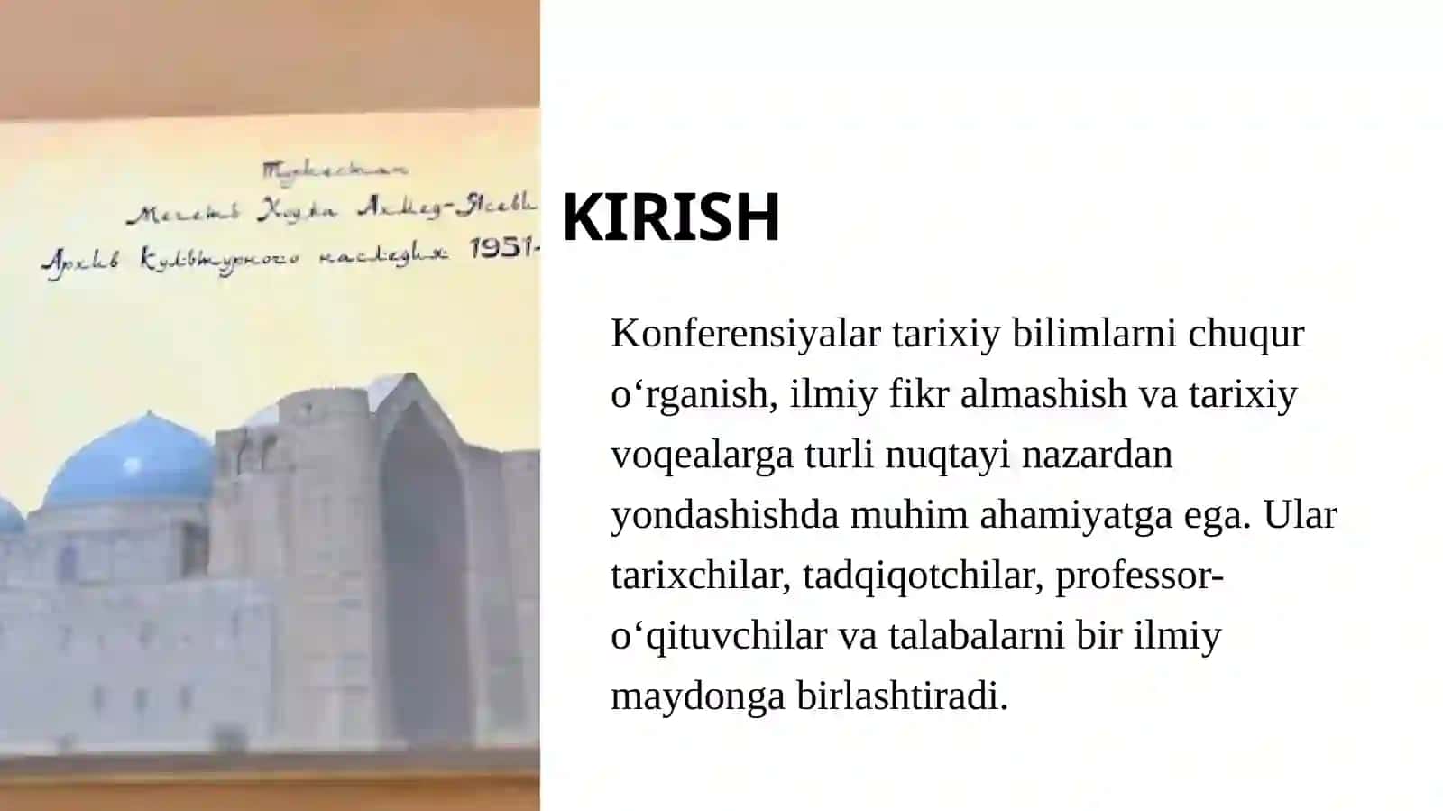 Konferensiyalarnitarixiybilimlarnio'rganishdagio'rnimavzusidagi MUSTAQIL TA’LIMI 2