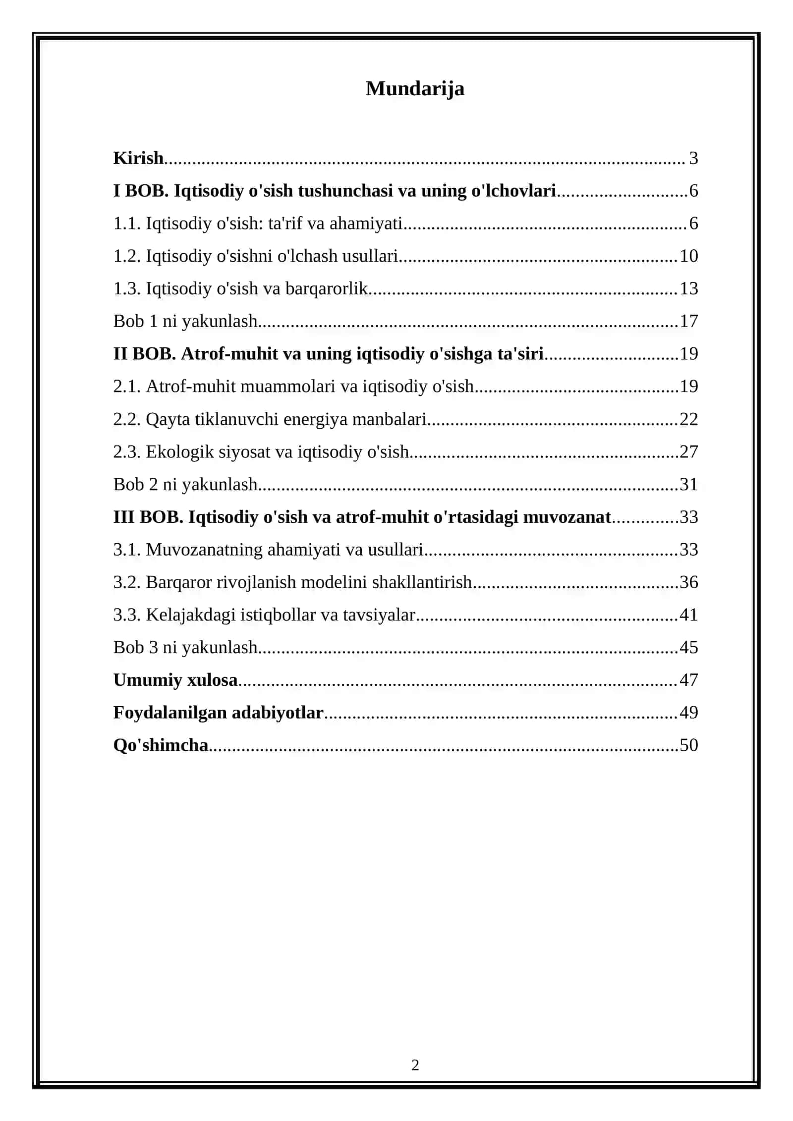 IQTISODIY O'SISH VA ATROF-MUHITNING O'ZARO BOG'LIQLIGI 2
