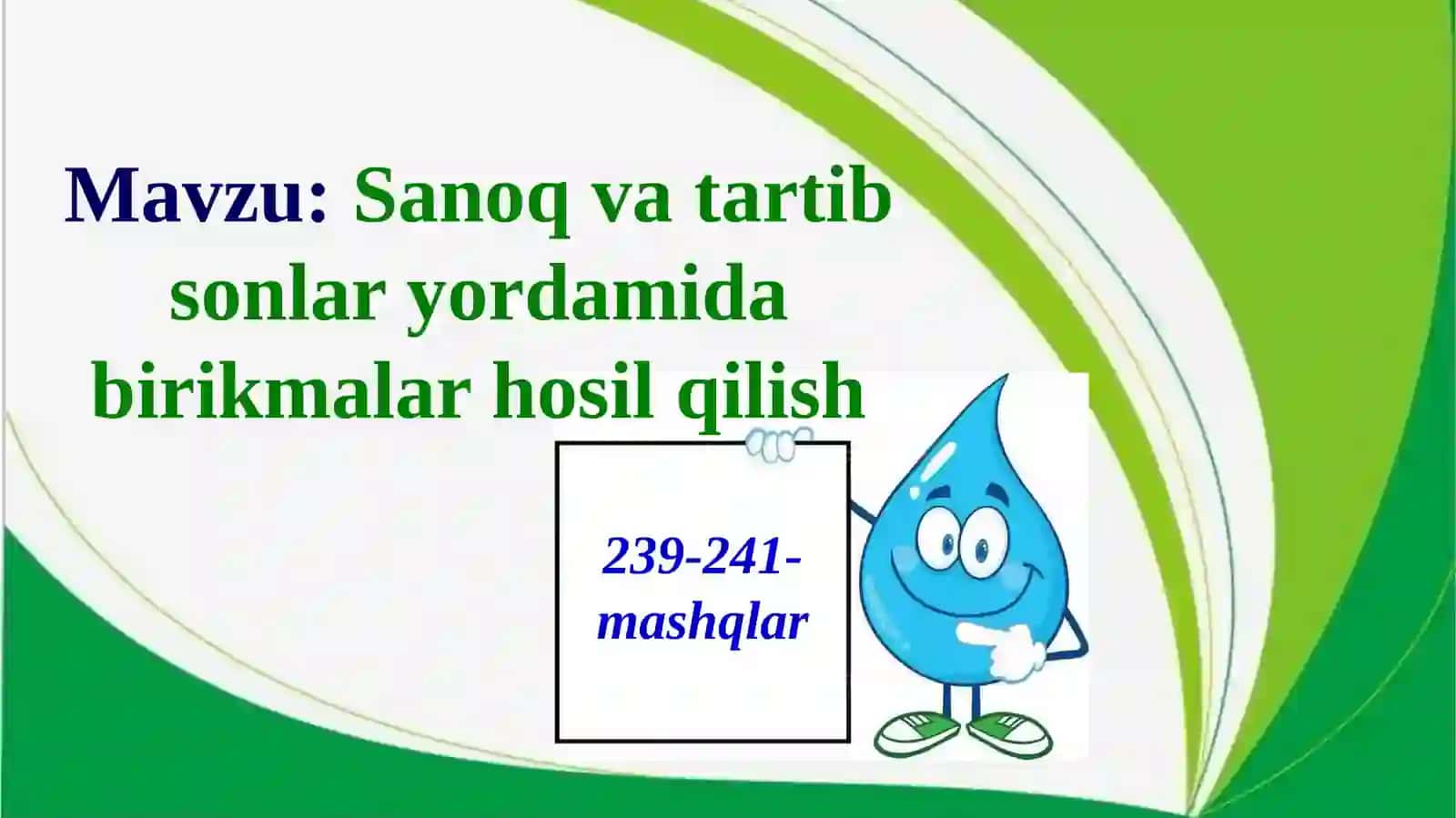 Sanoqvatartibsonlar yordamida birikmalar hosil qilish 2