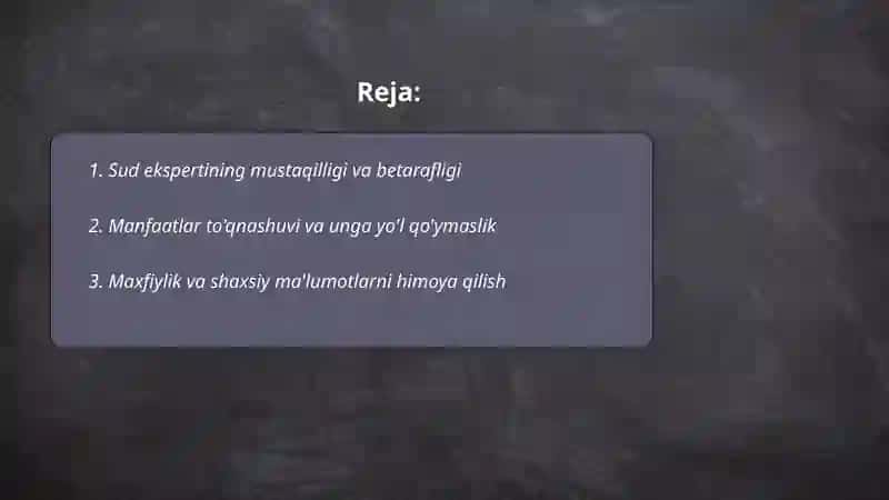 Sud ekspertizasining etik masalalari 2
