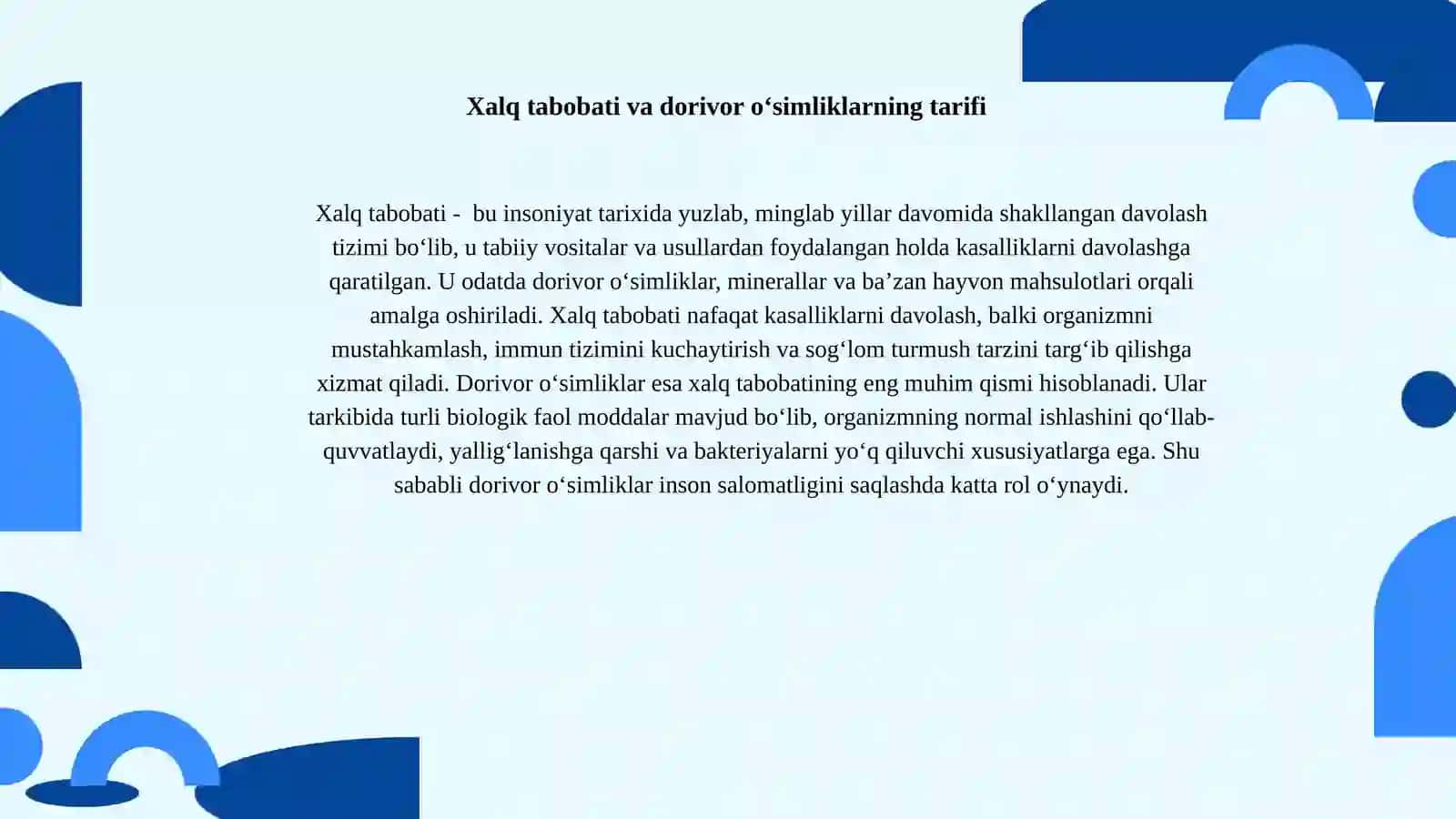 Xalq tabobati dorivoro‘simliklar tushunchasi va vazifasi 2