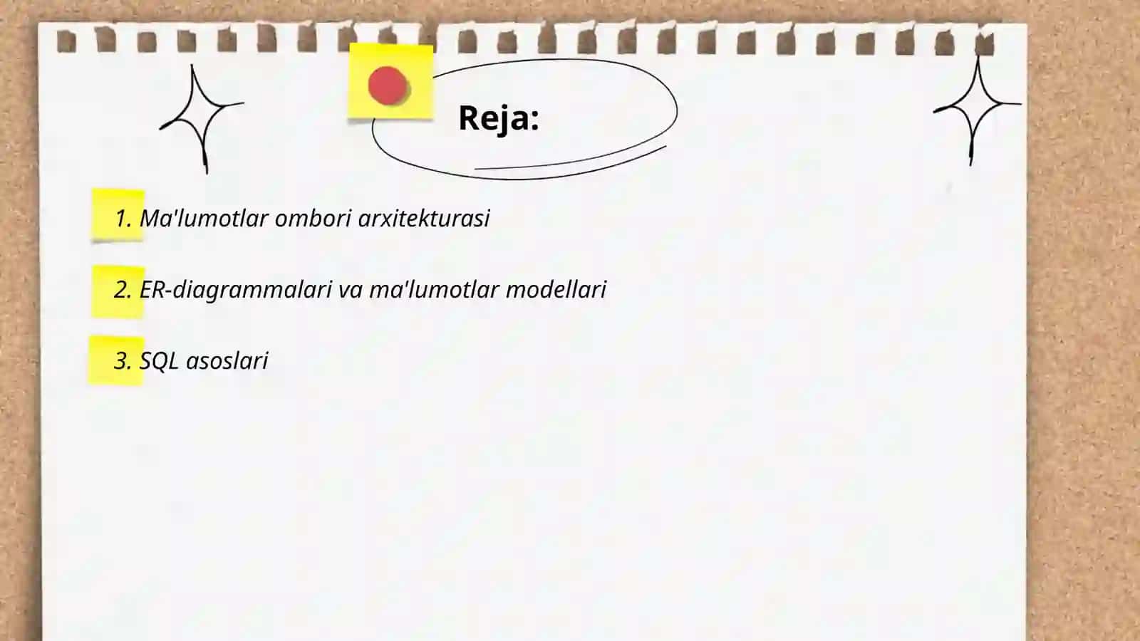 Ma'lumotlar omborini boshqarish tizimlari 2