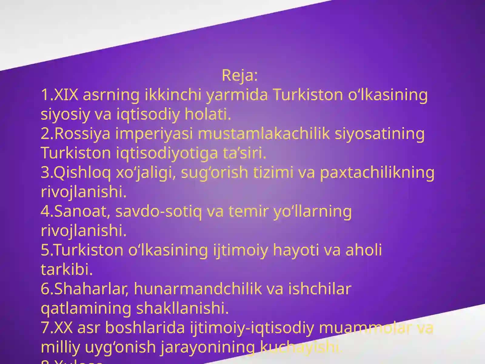 Turkiston o‘lkasidagi ijtisodiy hayot 2