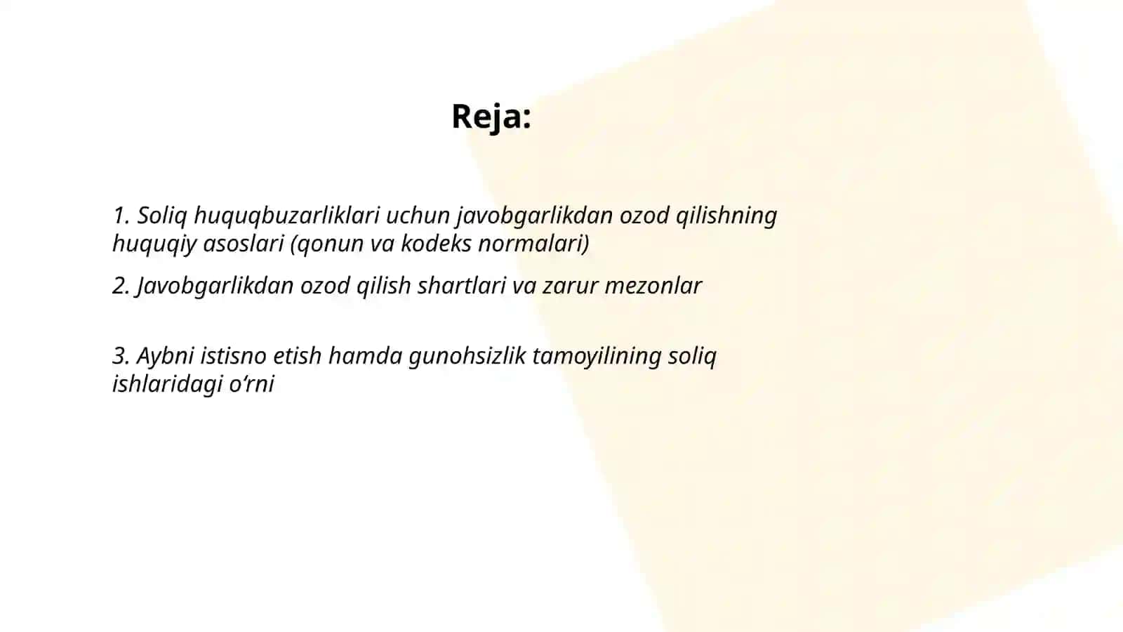 Soliq huquqbuzarliklari uchun javobgarlikdan ozod qilishning huquqiy asoslari (qonun va kodeks normalari) 2