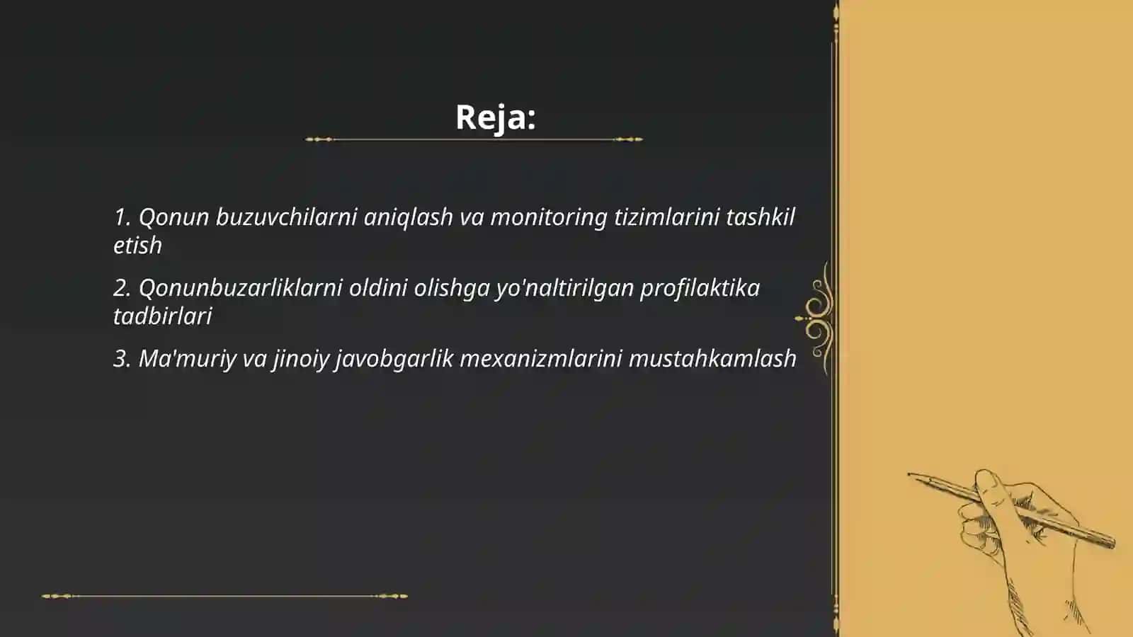 Qonun buzuvchilarga qarshi kurashini tashkil qilish 2