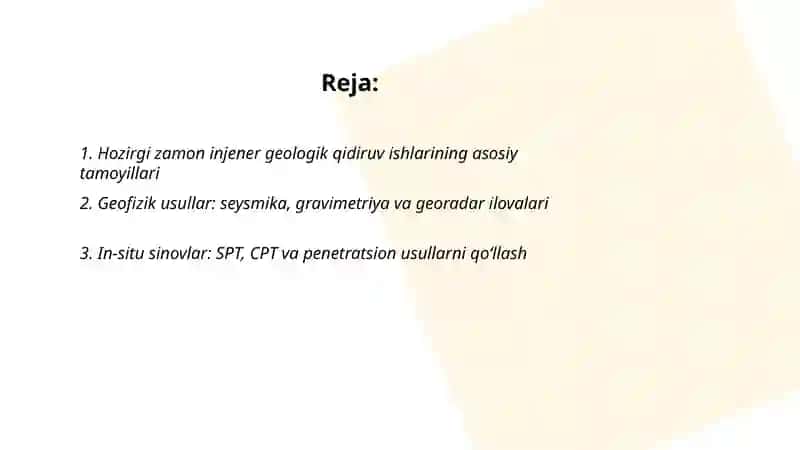 Hozirgi zamon injener giologik qidiruv ishlar 2