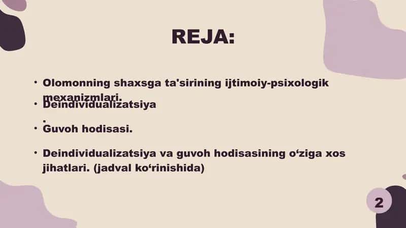 Olomonning shaxsga ta'sirining ijtimoiy-psixologik mexanizmlari 2