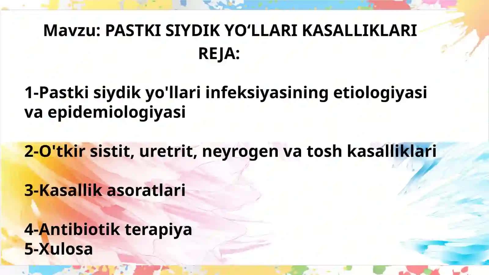 Pastki siydik yo'llari kasalliklari 2