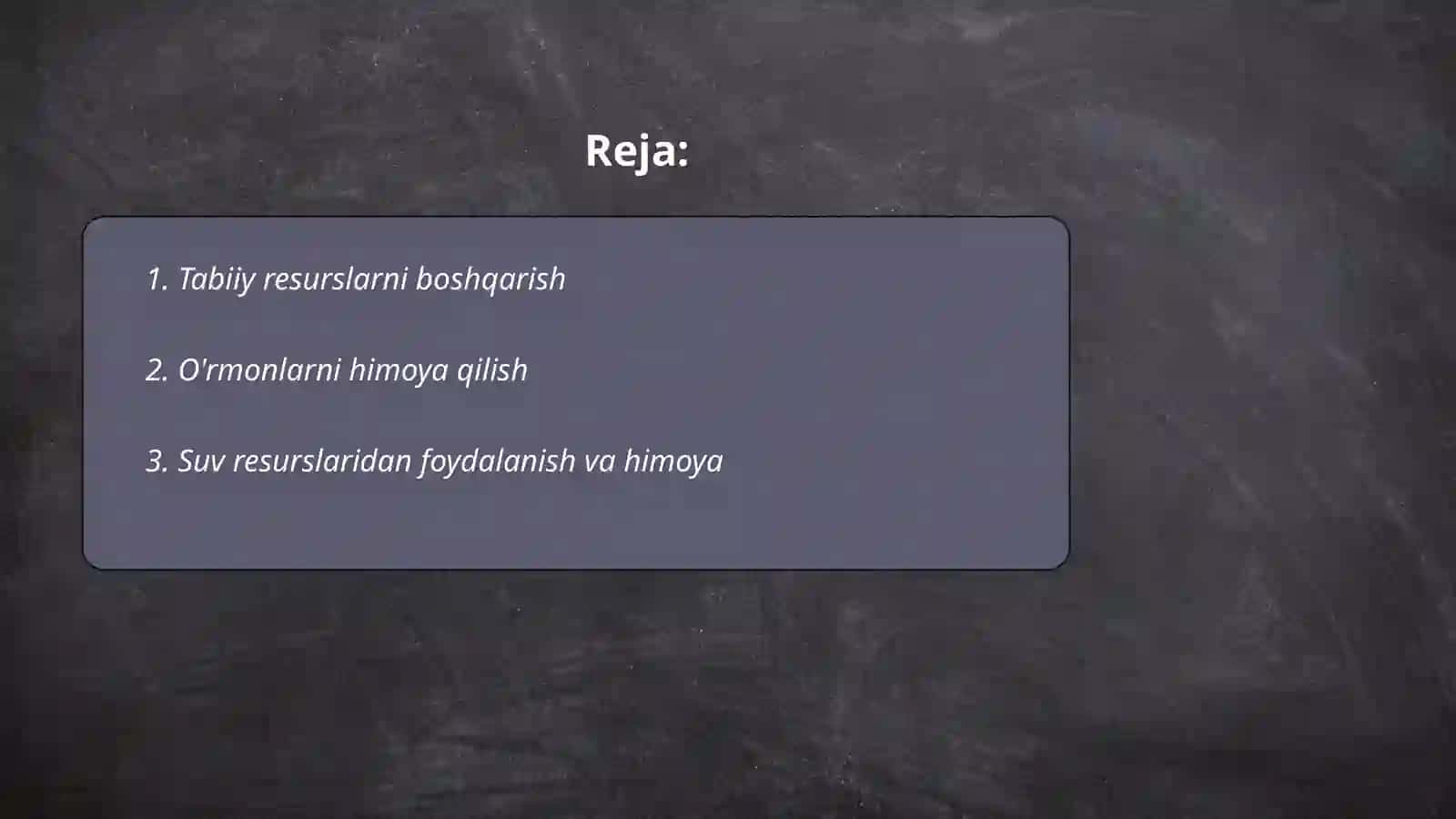 Tabiatdan foydalanish va muhofaza qilish boshqarish 2