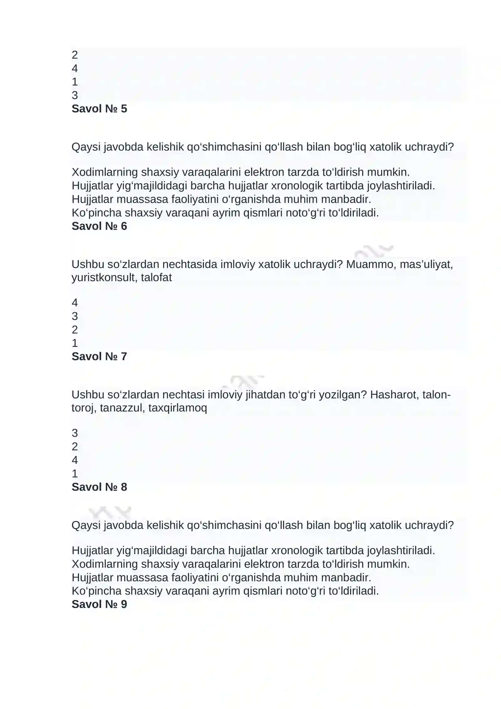 argost 40 talik savol javoblari bilan 2