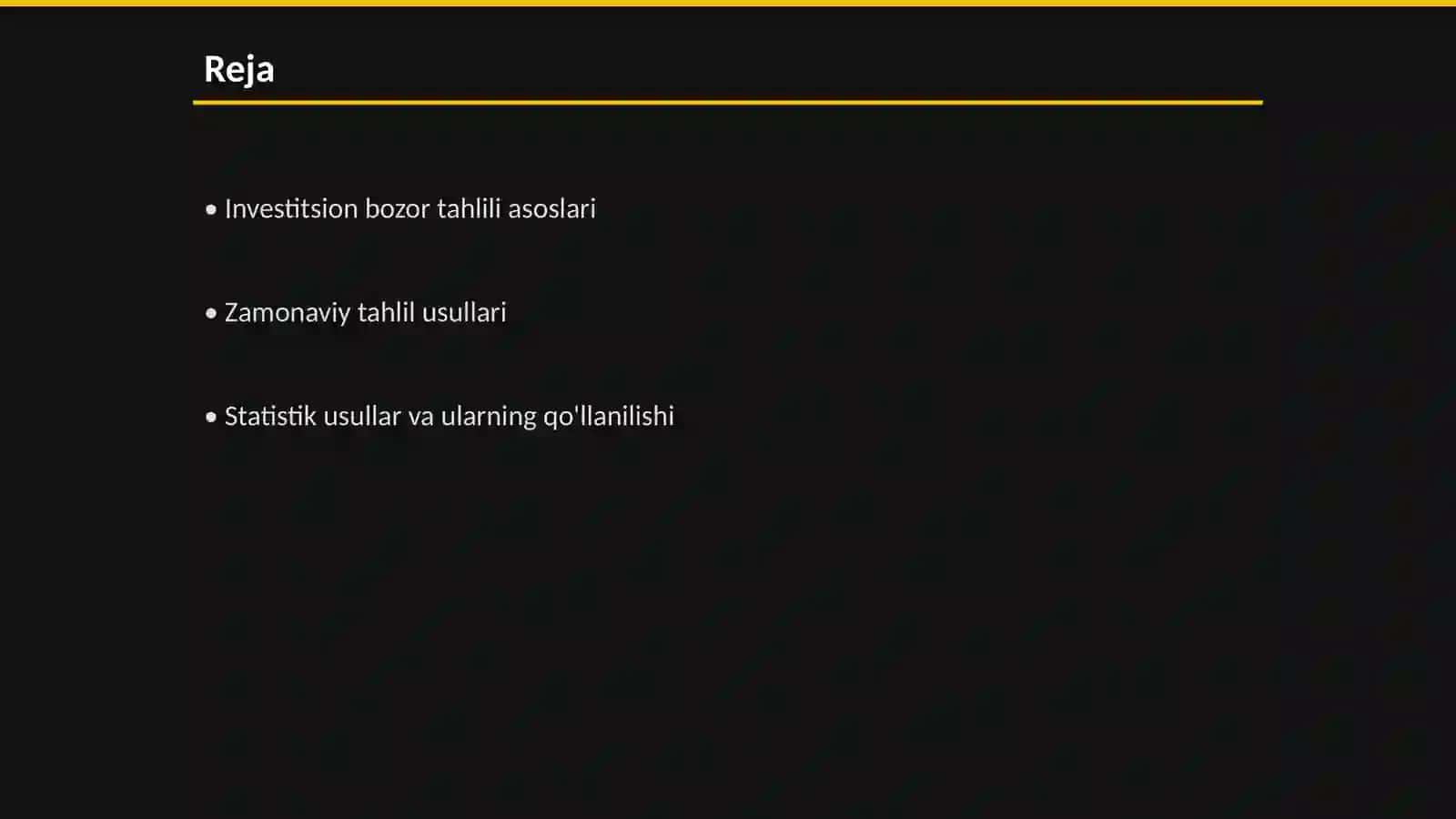 Invistitsion bozorni tahlil qilish va bashorat qilishning zamonaviy usullarini òzlashtirish 2