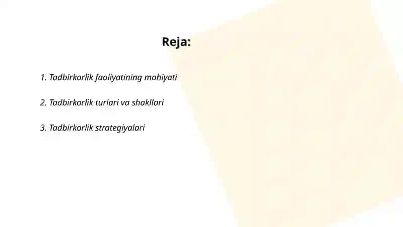Tadbirkorlik faoliyati, tadbirkorlik kapitali va uning aylanishi 2