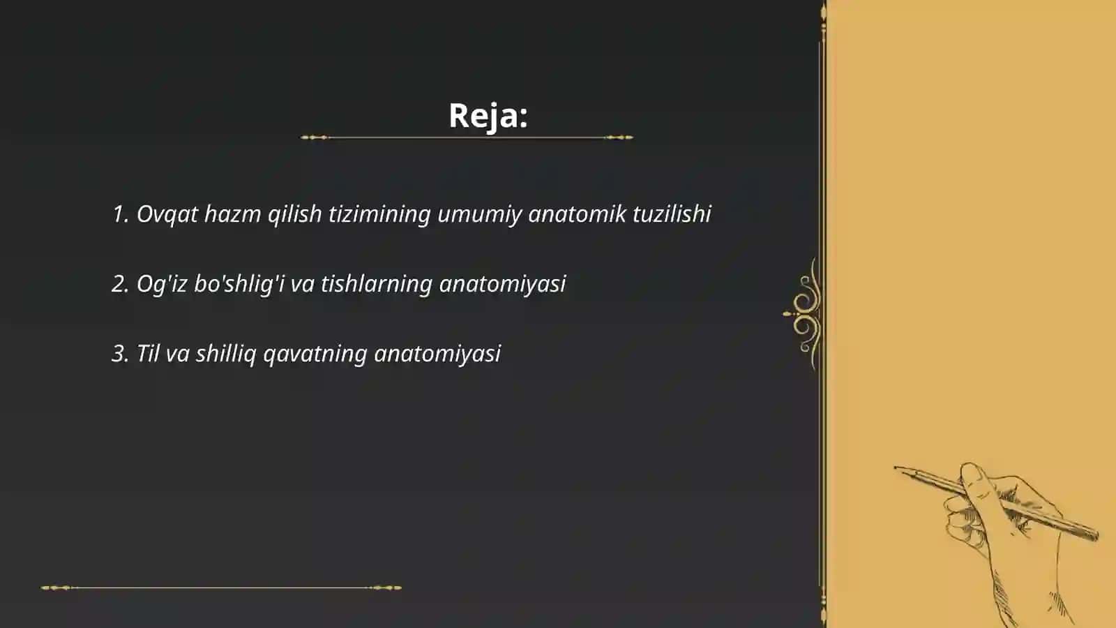 Ovqat hazm qilish tizimini anatomiyasi o'rganish 2