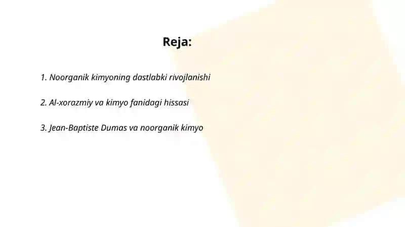 Noorganik kimyo va uning rivojlanish tarixi 2