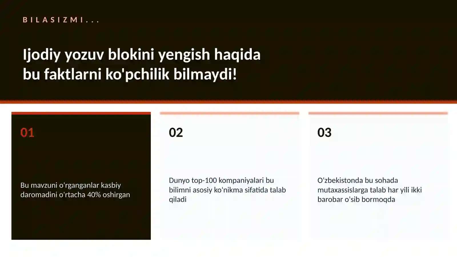 Ijodiy yozuv blokini yengish 2