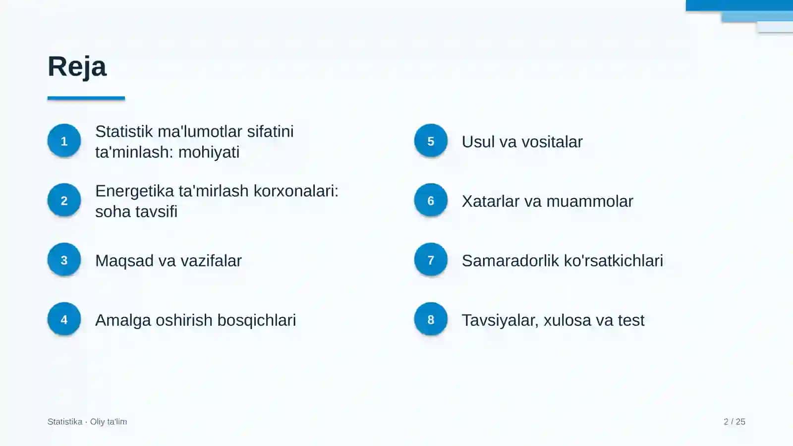 energetika ta'mirlash korxonalarida statistik ma'lumotlar sifatini ta'minlash 3436 2
