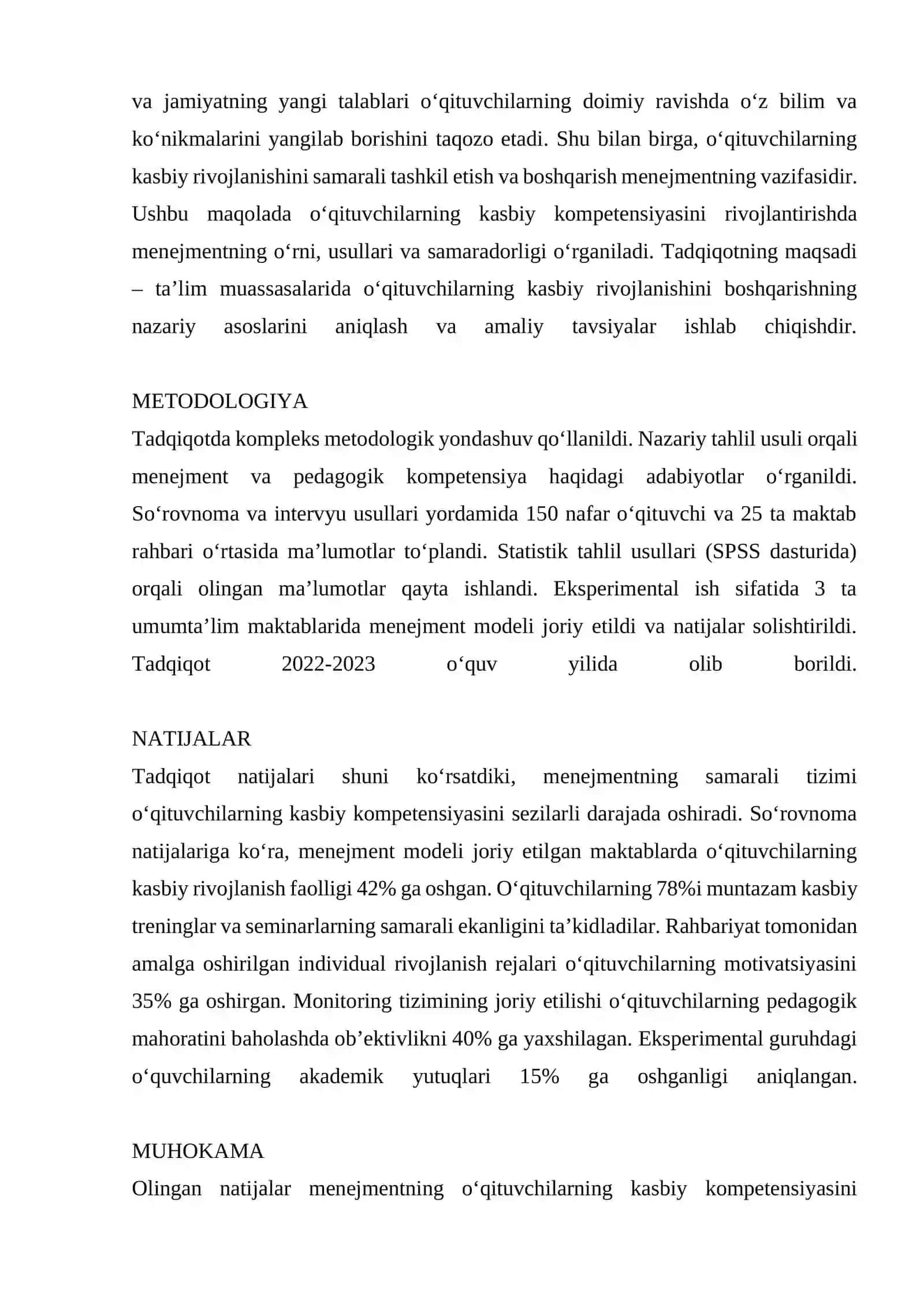 Menejmentning O‘qituvchilarning Kasbiy Kompetensiyasini Rivojlantirishda O‘rni va Ahamiyati 2