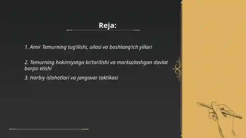 Amir Temur hayoti va faoliyati haqida 2
