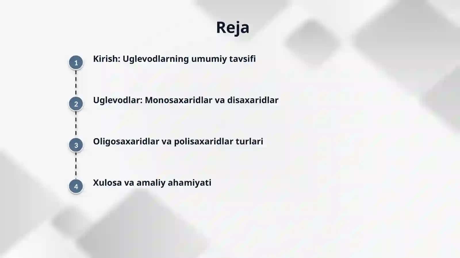 Uglevod va ularning turlari, sinflanishi. Oligosaxaridlar va yuqori tartibli polisaxaridlar turlari. 2
