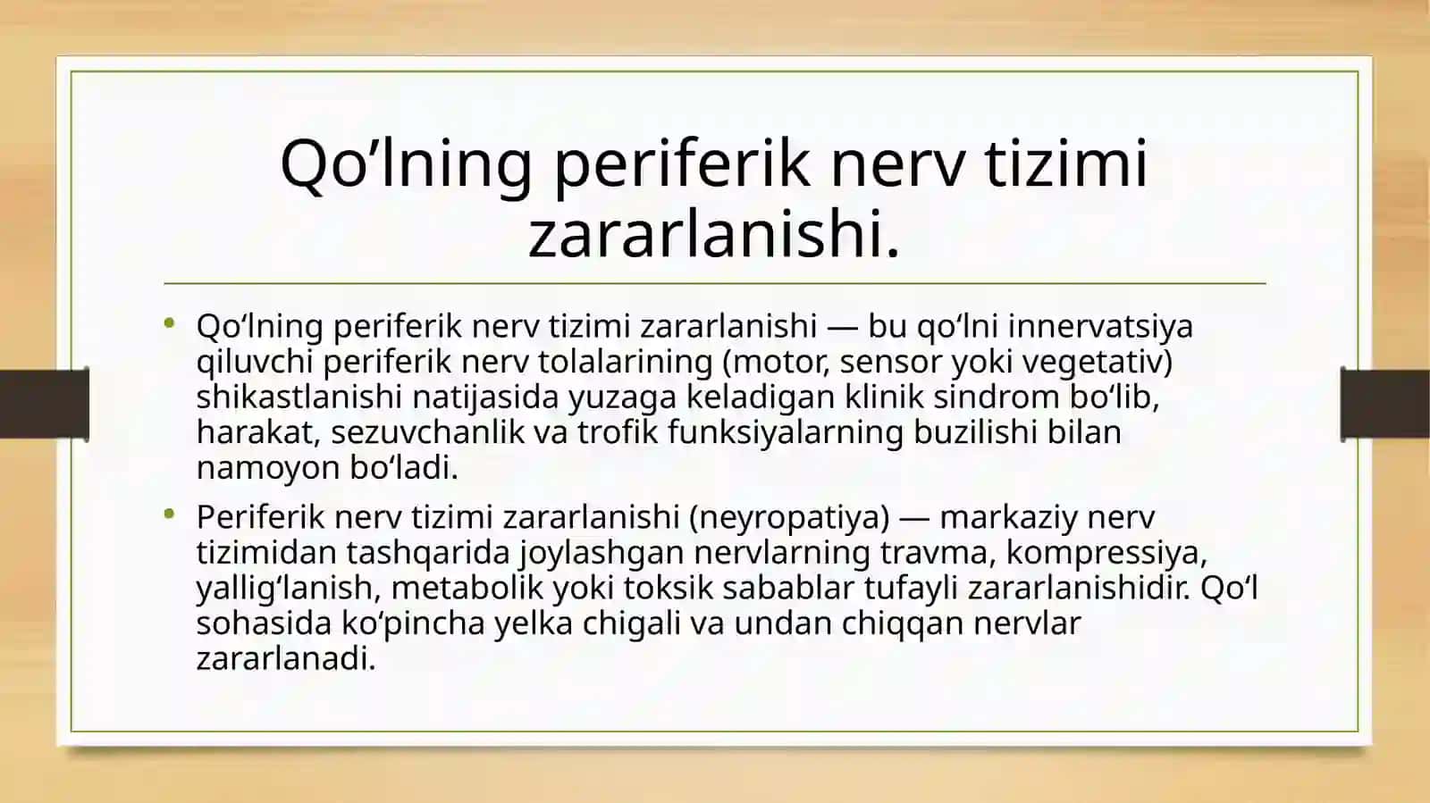 Qo‘lning periferik nerv tizimi zararlanishi 2