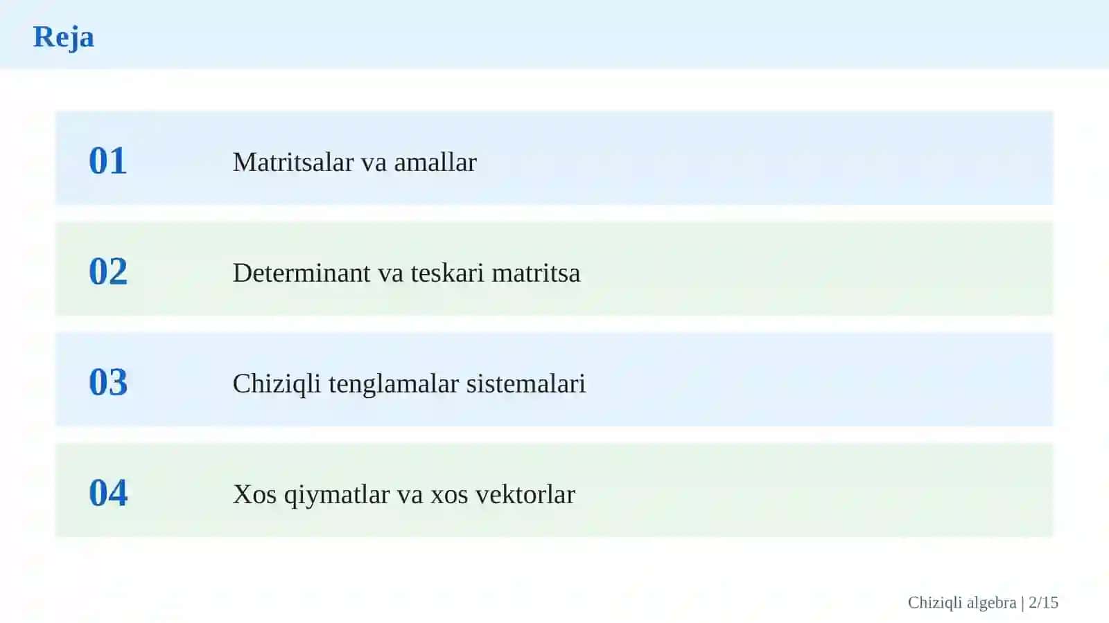 Chiziqli algebra va matritsalar nazariyasi 2
