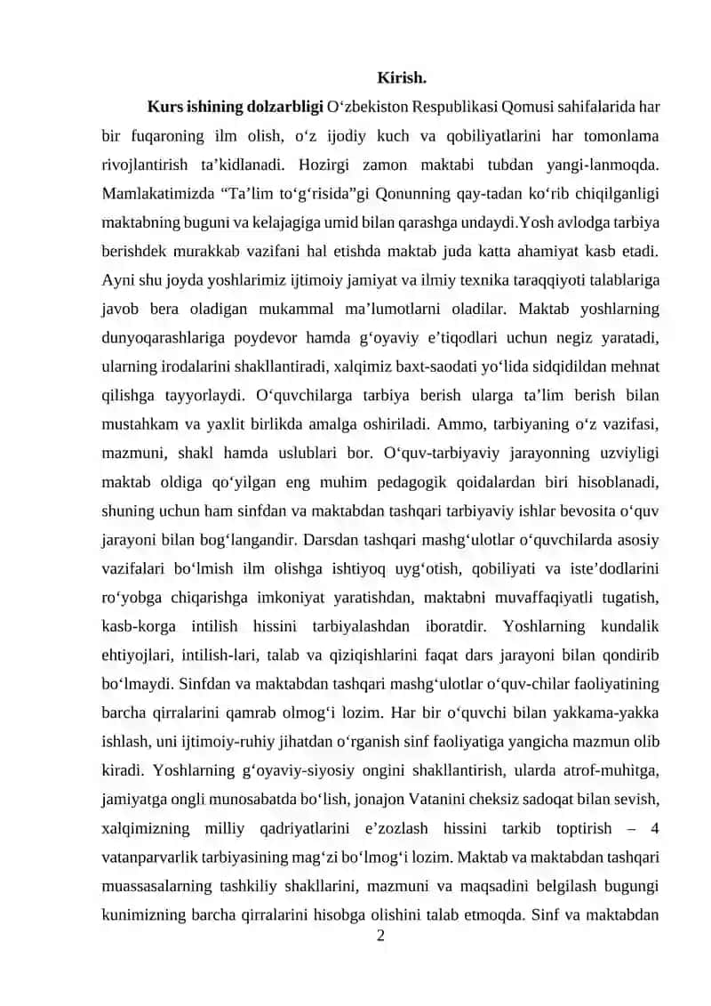 Kurs ishining dolzarbligi O‘zbekiston Respublikasi Qomusi 2