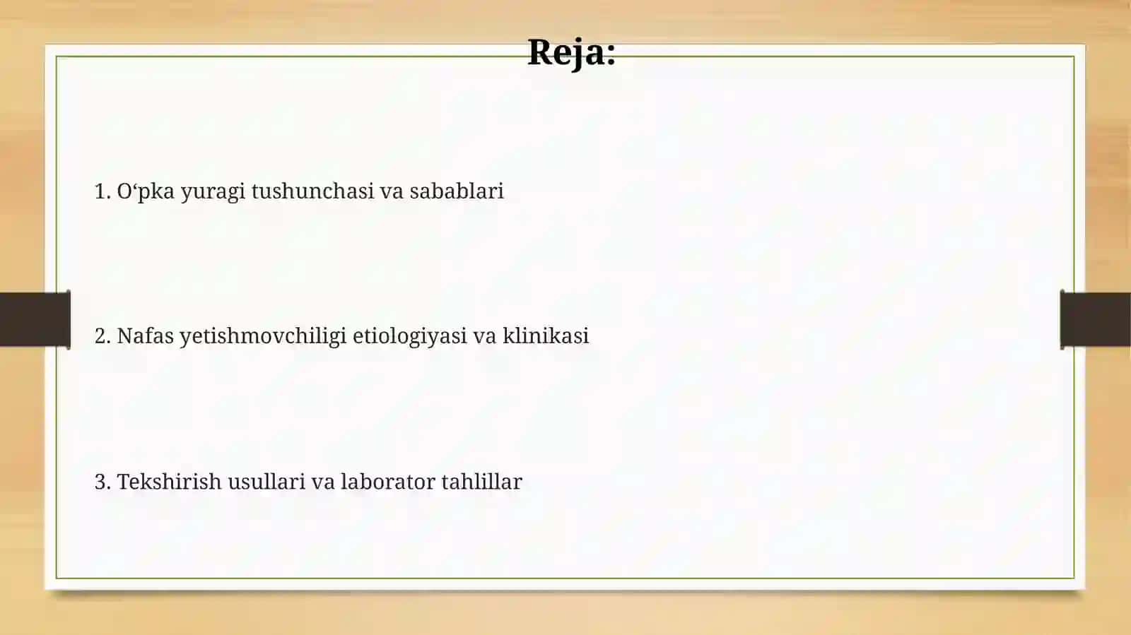 Oʻpka yuragi. Nafas yetishmovchiligi etiologiyasi, klinikasi, tekshirish usullarini oʻrganish, labarator tahlillar 2