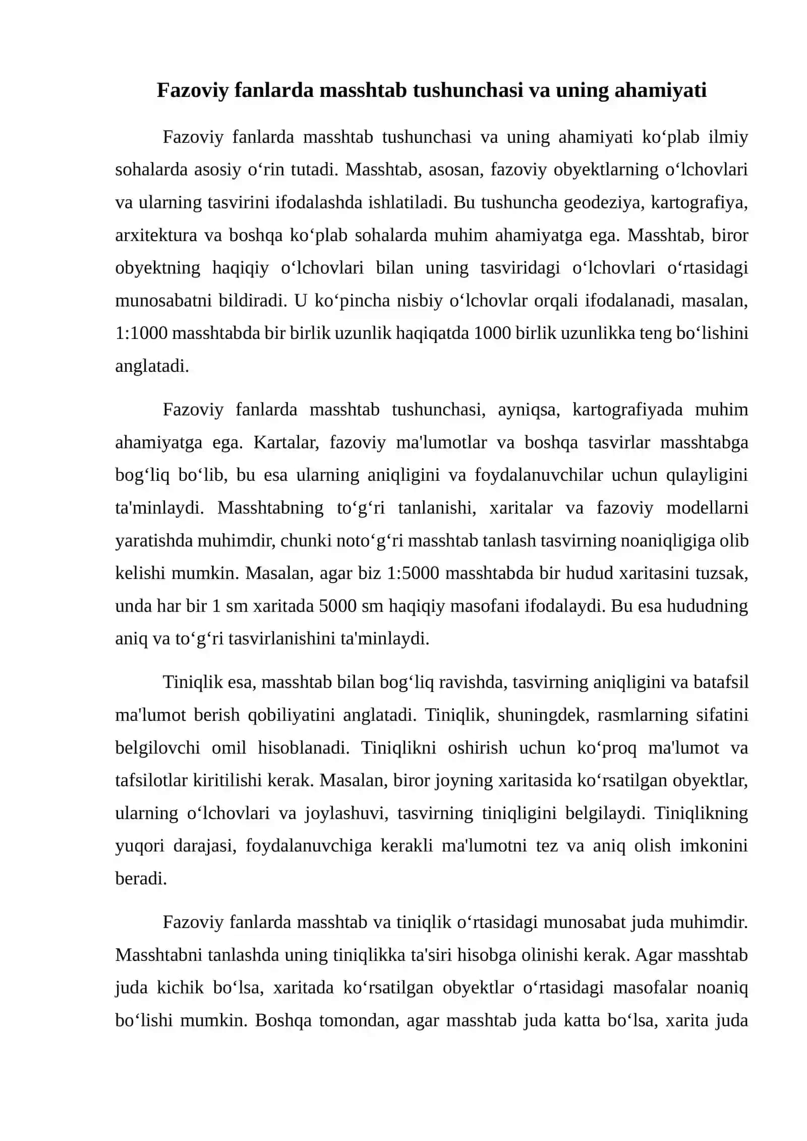 Fazoviy fanlarda masshtab va tiniqlikning ahamiyati 2