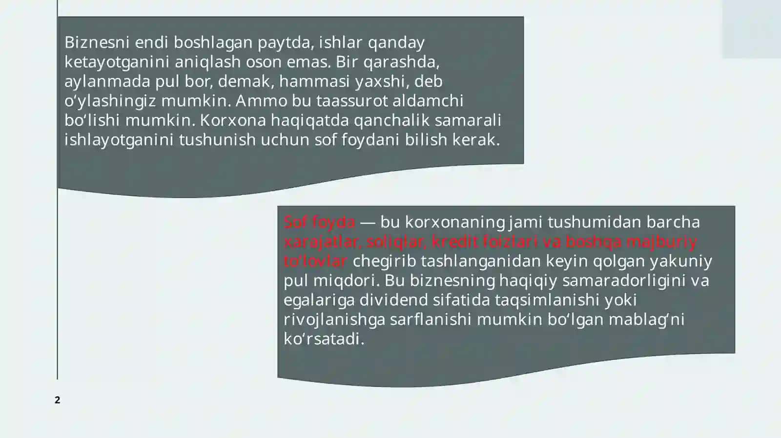Sof foyda va unga ta'sir etuvchi omillar 2