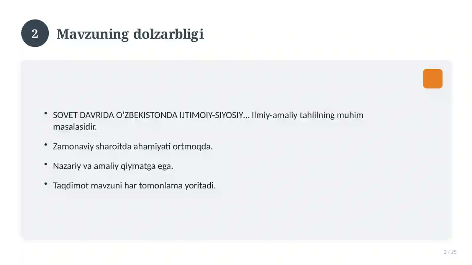 SOVET DAVRIDA O‘ZBEKISTONDA IJTIMOIY-SIYOSIY O‘ZGARISHLAR 2