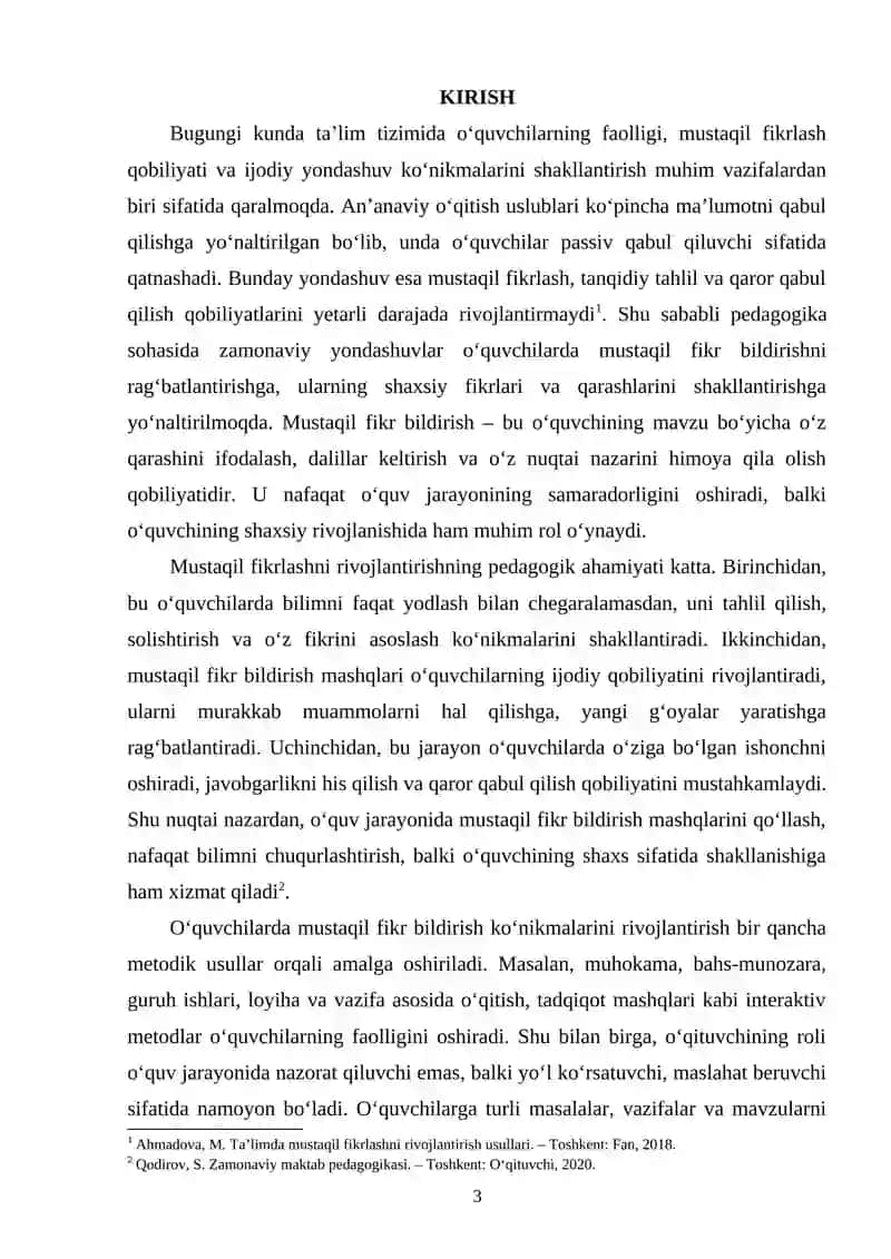 Oʼquvchilarda mustaqil fikr bildirish mashqlarini shakllantirish 2