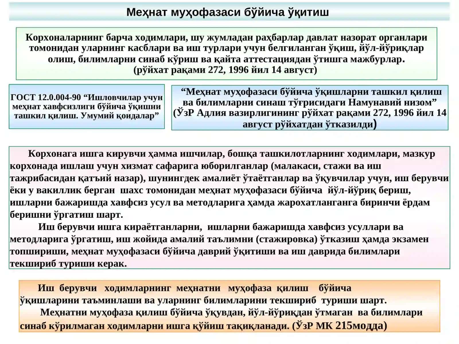 Меҳнат муҳофазаси бўйича ўқиш 2