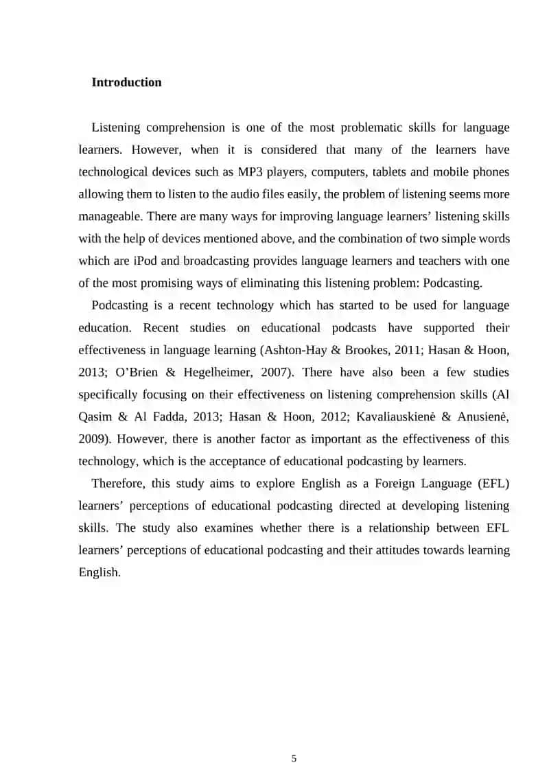 EFL LEARNERS' PERCEPTIONS OF EDUCATIONAL PODCASTING 2