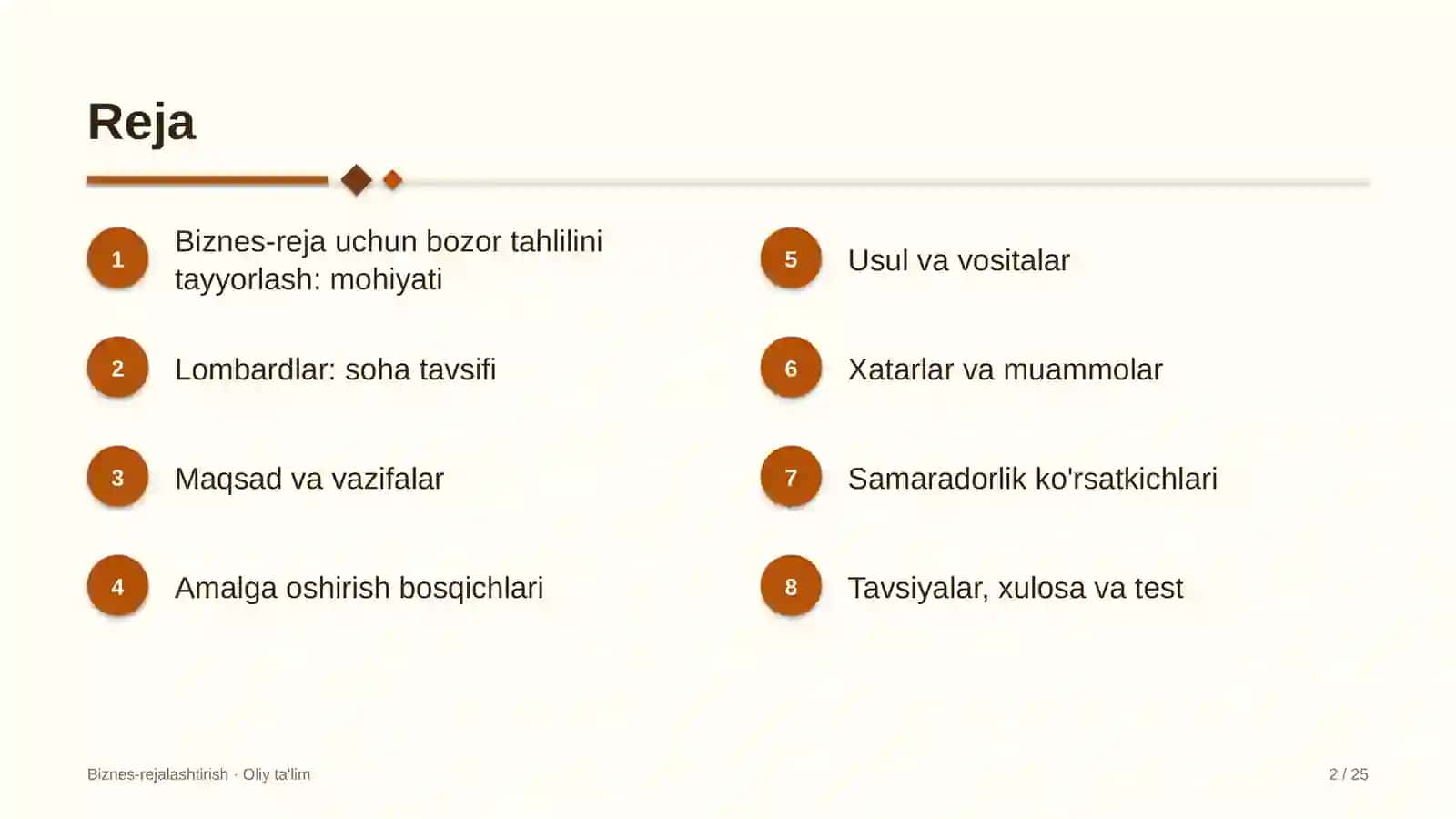 Lombardlarda biznes-reja uchun bozor tahlilini tayyorlash 2