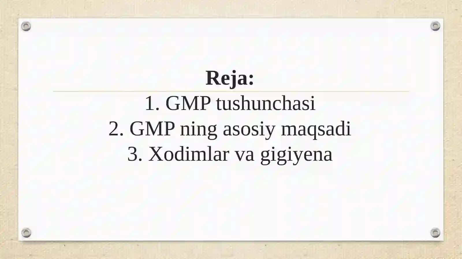 GMP talablari 2