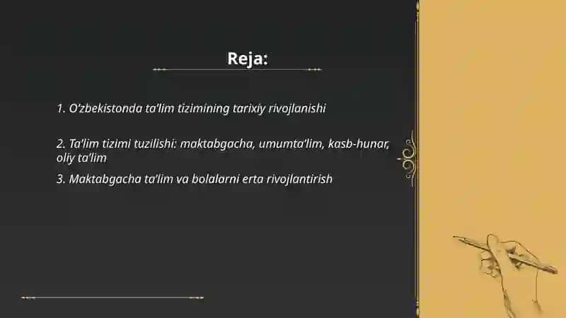 Oʻzbekistonda taʼlim tizimi va uning rivojlanishi 2
