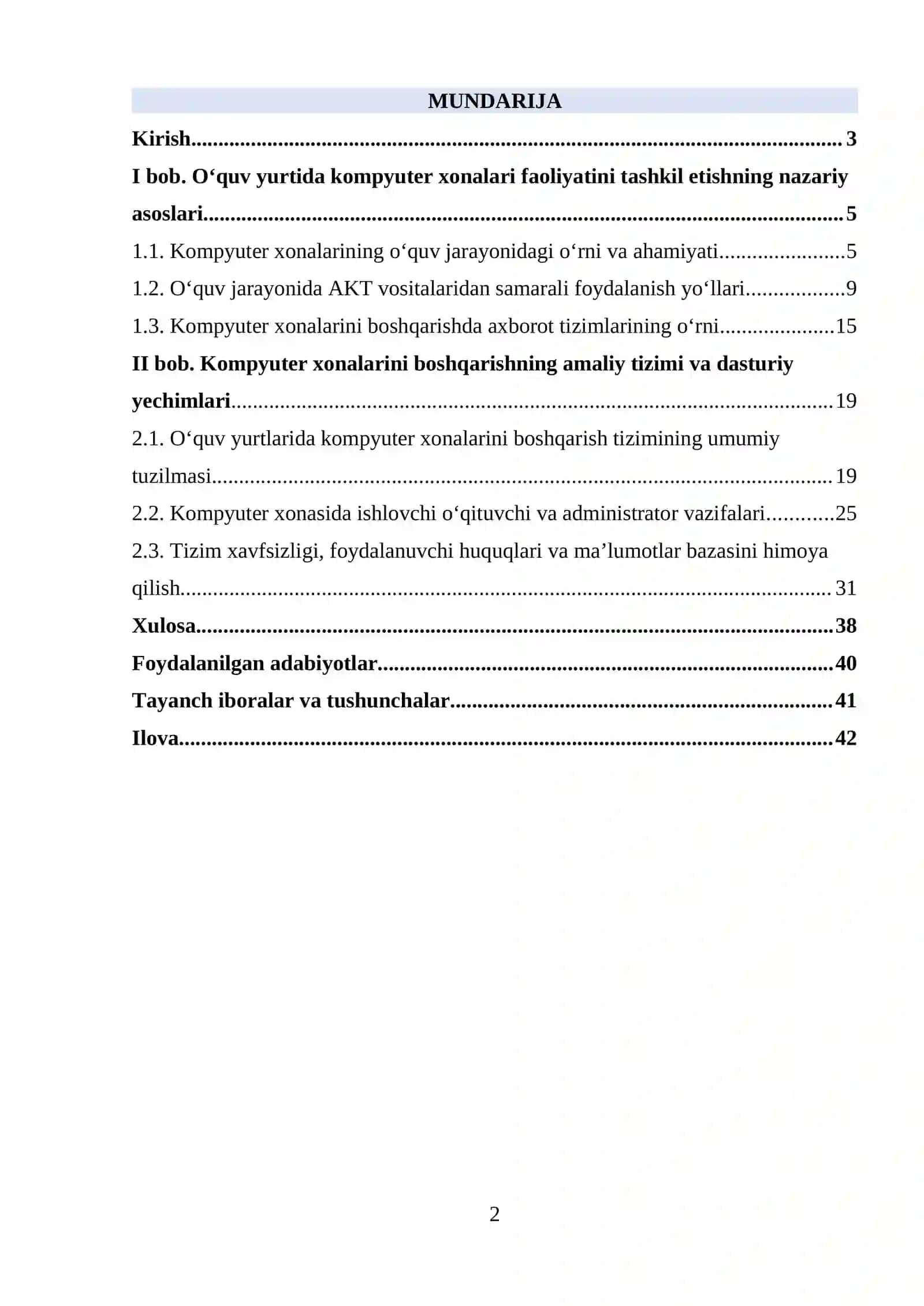 O‘quv yurtida kompyuter xonalari faoliyatini tashkil etishning nazariy asoslari 2
