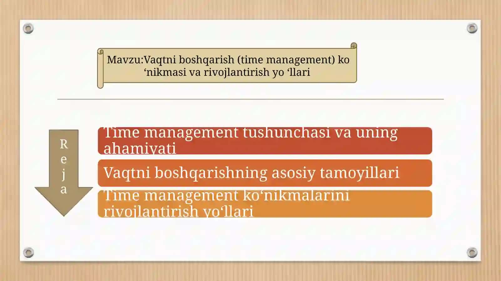 Vaqtniboshqarish (time management) ko‘nikmasi 2