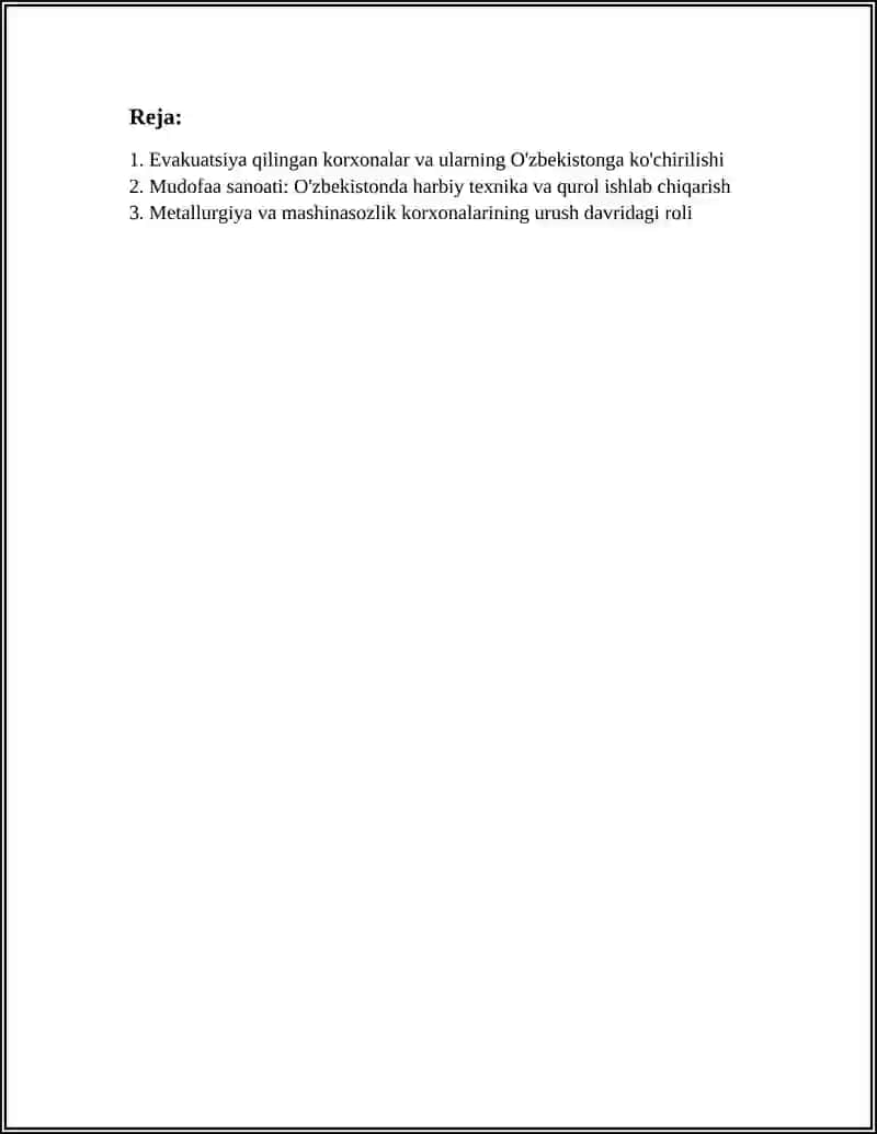 IKKINCHI JAHON URUSHI DAVRIDA O'ZBEKISTON SANOATI 2