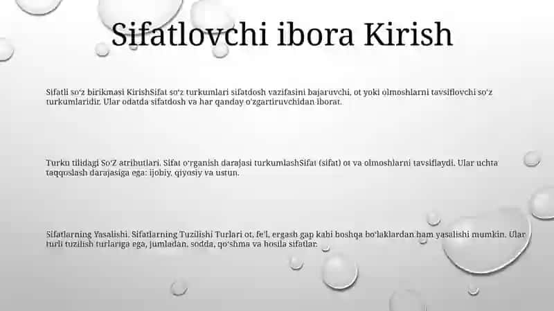 Sifatli So‘z Turkumi 2