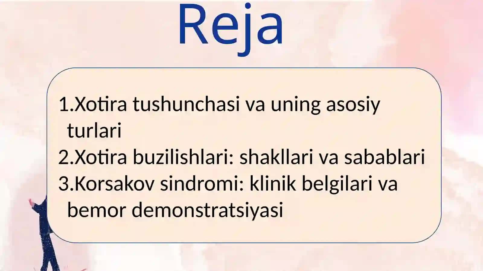 Xotira buzilishi. Korsakov sindromli bemor demonstratsiyasi. 2