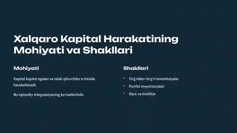 Kapitalning Xalqaro Harakati va Ssuda Bozorlari 2