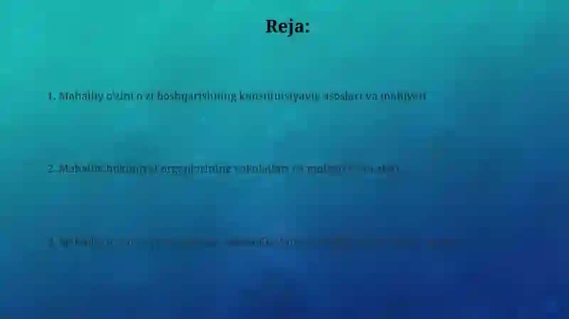 Mahalliy boshqaruvni tashkil etishning konstitutsiyaviy asoslari 2
