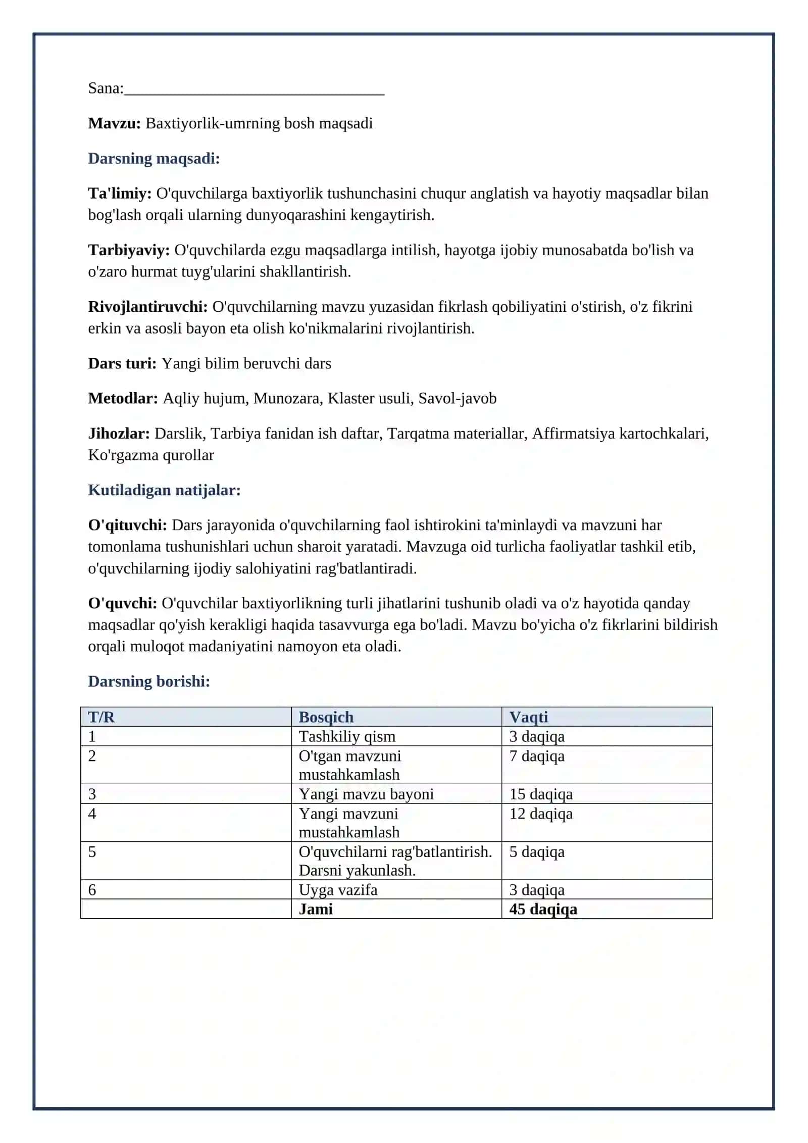 Lesson on Baxtiyorlik-umrning bosh maqsadi 2