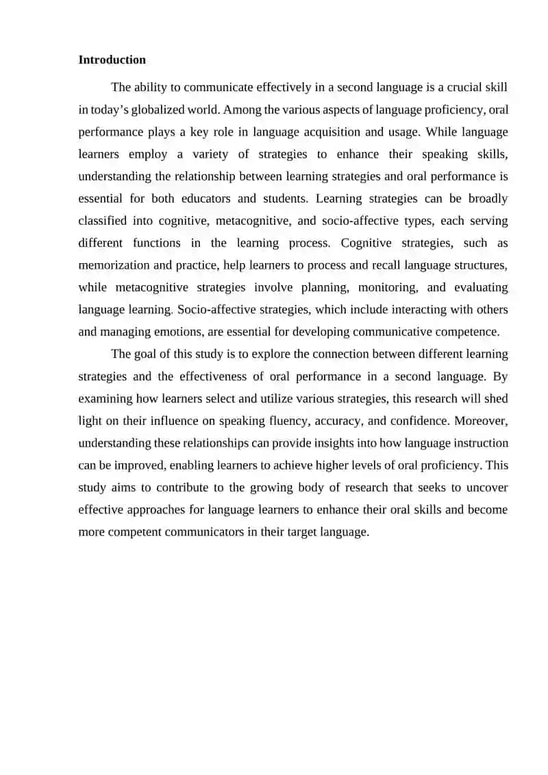 Relationship Between Learning Strategies and Oral Performance 2